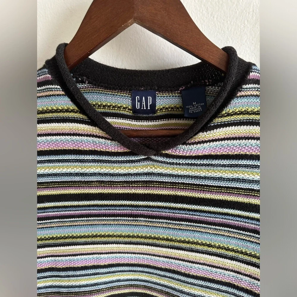 Vintage 90s GAP Girls Striped Heavy Cotton Sweater Size Medium